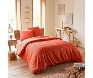 UNIVERSDECOR Parure de Couette Nid d'abeille 240 x 220 pour lit 2 Places 140 à 160 cm (Terracotta)
