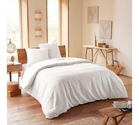 UNIVERSDECOR - Parure de Couette Nid d'abeille 260 x 240 pour lit 2 Places King Size 160 à 180 cm (Neige)