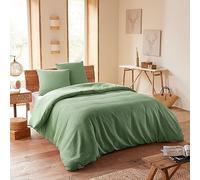 UNIVERSDECOR - Parure de Couette Nid d'abeille 260 x 240 pour lit 2 Places King Size 160 à 180 cm (Olive)