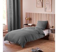 UNIVERSDECOR Parure de draps Noah Gaze de Coton pour lit 1 Place (Ardoise, Parure 3P pour lit 90 x 190 cm)