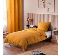 UNIVERSDECOR Parure de draps Noah Gaze de Coton pour lit 1 Place (Curry, Parure 3P pour lit 90 x 190 cm)