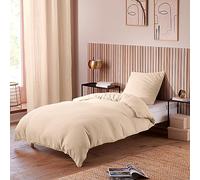 UNIVERSDECOR Parure de draps Noah Gaze de Coton pour lit 1 Place (Naturel, Parure 3P pour lit 90 x 190 cm)