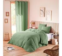 UNIVERSDECOR Parure de draps Noah Gaze de Coton pour lit 2 Places (Olive, Parure 4P pour lit 140 x 190 cm)