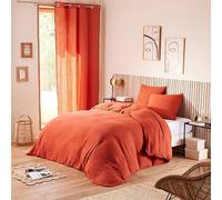 UNIVERSDECOR Parure de draps Noah Gaze de Coton pour lit 2 Places (Terracotta, Parure 4P pour lit 140 x 190 cm)