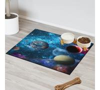 Universe Galaxy Planet Tapis d'alimentation pour chat et chien Tapis d'alimentation absorbant Nti-Slip Contiennent les déversements Protège les sols Set de table 43,1 x 76,2 cm