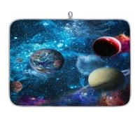 Universe Galaxy Planet Tapis égouttoir à vaisselle en microfibre absorbant pour cuisine, cuillère, assiette en verre, 45,7 x 60,9 cm