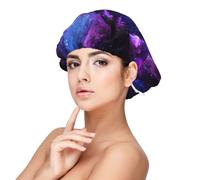 Universe Galaxy Star Space Print Bonnet de nuit pour femme pour protéger les cheveux, bonnet de nuit confortable pour cheveux bouclés et longs Noir, noir, taille unique
