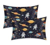 Universe Planet Astronaut Pillows Protectors Set of 2 Comfortable Cushion Cover Polyester Pillowcase for Furniture Bench Park 40X60Cm