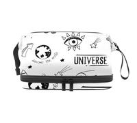 Universe Space Trousse à maquillage double couche pour femmes et filles, trousse de toilette de voyage, trousse de maquillage pratique avec compartiment à pinceaux, multicolore, 27x15x14