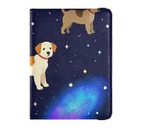 Universe Stars Étui de passeport décoratif en cuir pour documents de voyage avec blocage RFID ultra fin, univers étoiles chien étoilé, 1 size