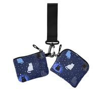 Universe Stars Lot de 2 porte-monnaie pour femme Motif chat étoilé avec dragonne pour un usage quotidien, univers étoiles chat étoilé, 1 size, Décontracté