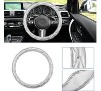 Universel 38cm Faux Cuir Volant Protecteur Argent Tone