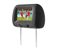 Universel 7 Pouces Appui-Tête De Voiture MP4 Oreiller Moniteur Lecteur Multimédia avec Adaptateur Prise Briquet USB SD MP5 FM Haut-Parleurs SH7038-P5 Moniteur pour sièges arrière(707-Black)
