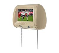 Universel 7 Pouces Appui-Tête De Voiture MP4 Oreiller Moniteur Lecteur Multimédia avec Adaptateur Prise Briquet USB SD MP5 FM Haut-Parleurs SH7038-P5 Moniteur pour sièges arrière(707-Beige)