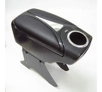 Universel Accoudoir Central Console Accessoire de Rangement et Repose-bras Cuir synthetique avec Compartiment Organiseur Piece Detachee d'Interieur de Voiture Noir et Carbone