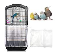 Universel Couverture de Cage à Oiseaux, Housse de Protection en Maille, Attrape Graine, Filet de Perroquet Ajustable en Maille de Nylon, Couvre-Jupe Guard pour Cage Rondes Carré