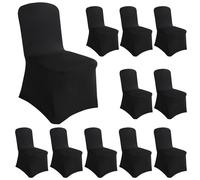 Universel Housse de Chaise Extensible, 10 Pièce Couverture Housses de Chaise Mariage, Housses de Protection Universelle pour Chaises sans Bras, pour Vacances, Banquet, Fête, Célébration (Noir)