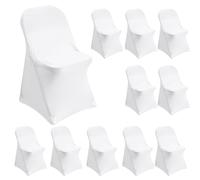 Universel Housse de Chaise Extensible, 10 Pièce Couverture Housses de Chaise Mariage, Housses de Protection Universelle pour Chaises sans Bras, pour Vacances, Banquet, Fête, Célébration (Blanc)