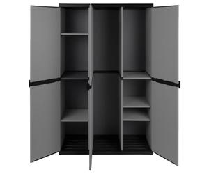 Universel modulable plastique Armoire avec 3 Portes, vestiaire/sans compartiment et sols. Solide réglable en hauteur, en gris. Dimensions : 102 x 39,5 x 168 cm.
