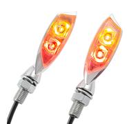 Universel Moto Clignotant LED Ombre Avec Arrière & Eclairage Teinté Chrome