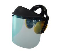 UNIVERSEL - Visière De Protection Plastique Relevable & Casque Anti Bruit Intégré - Modèle Professionnel - Largeur Visière 400mm, Hauteur 190mm - Débroussailleuse & Bricolage