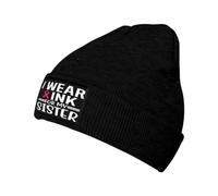 Universelle Bonnet Souple Tricoté Je Porte du Roses pour ma sœur, Sensibilisation au Cancer du Sein Bonnet Chapeau Tricot Classique Chapeau d'hiver Tricoté pour Adultes Ski Femme