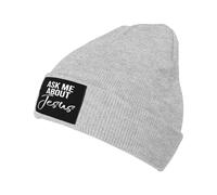 Universelle Bonnet Tricoté Demandez-Moi à Propos de Jésus Vintage Faith Christianty Bonnet Hiver Chaud Tricot Classique Chapeau d'hiver Tricoté pour Femme Ski Sports
