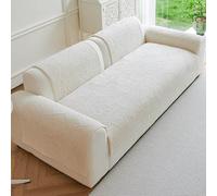 Universelle Housse Canapé avec Accoudoirs, Housse Canape Jacquard épais et avec Base antidérapante, Protection canapé Chien, Chat(White,90x210cm)