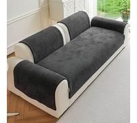 Universelle Housse Canapé avec Accoudoirs, Housse Canape Jacquard épais et avec Base antidérapante, Protection canapé Chien, Chat(Dark Grey,90x240cm)