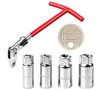 Universelles Clés à Bougie Douilles 14/16/18/21mm, Poignée T Rouge | 6 Pièces ougie D'Allumage, Extracteur de Douilles de Bougie et Jauge d'Écartement de Bougie pour Voiture Moto