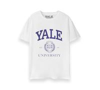 Université de Yale t-Shirt pour Adultes | Tee-Shirt Graphique à Manches Courtes Blanc pour Hommes et Femmes | Haut d'habillement avec l'emblème de l'école Universitaire Varsity