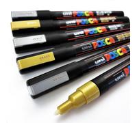 Université Posca PC-3M Peinture Art Marqueur Stylos - Doré + Argent - Pochette
