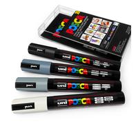 Université Posca PC-5M Art Marqueur Peinture Stylos - Gris Tons - Set 4 IN