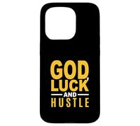 University Varsity-Gold Color God, Luck and Hustle Yellow Coque pour iPhone 15 Pro