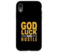 University Varsity-Gold Color God, Luck and Hustle Yellow Coque pour iPhone XR