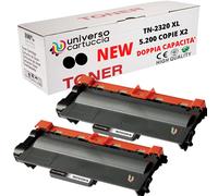 Universocartuccia® Toner compatible TN2320 XL, Brother 5200 copies, pour MFCL2700DW / MFCL2700DN / MFCL2720DW / MFCL2740DW / DCPL2500D / HL2300D / HL2340DW / HL2365DW/ HL2370 DN 2 x TN2320 XL