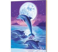 UNIVERTEN Kit Peinture par Numéro pour Adulte Enfant, Kit Peinture Adulte Enfants, Peinture Loisir Creatif Enfant Idéal Comme Cadeau Anniversaire, Noël ou Décoration Intérieure, Dauphin Bleu(40x50cm)