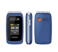 UNIWA V202T 4G Flip Double Ecran Téléphone 2.4 pouces Double SIM Bluetooth 5.0 SOS 1450mAh Bleu