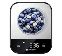 UNIWEIGH balance alimentaire pour la cuisine,balance digitale grammes pour le poids des aliments,cuisson,cuisine,balance de cuisine avec 7 unités/affichage LED/fonction de tare,acier inoxydable,noir