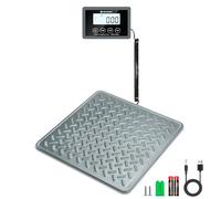 UNIWEIGH Balance Pour Colis 200kg/10g Avec Plateforme en Acier - Fonction Hold/Tara/Auto-Off Pour Expédition/Bagages/Entrepôt - Batterie et USB Inclus, Gris