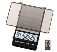 UNIWEIGH Mini balance à café numérique avec minuteur, balance expresso 1000 g/0,1 g, balance de poche précise pour café verseur, balance de cuisine portable avec écran LCD, piles incluses, noir