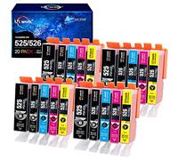 Uniwork 20 Cartouches d'encre Compatibles pour Canon 525 526 PGI-525 CLI-526 pour Canon Pixma MG5150 MG5250 MG5350 MG5200 MG5300 IX6550 MX715 MX885 MX895 IP4850 IP4950 IP6550 MG5120 MG6150 (20 Pack)