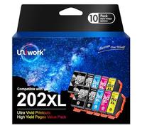 Uniwork 202xl Cartouches d'encre Compatible pour Epson 202 XL pour Epson XP 6105 pour Expression Premium XP-6100 XP-6000 XP-6005 (2 Noir, 2 Cyan, 2 Magenta, 2 Jaune, 2 Photo Noir, 10 Pack)