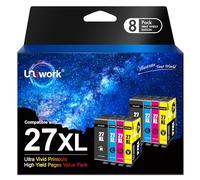Uniwork 27XL Multipack Cartouches d'impression Compatibles pour Epson 27 XL Workforce WF-3620 WF-3640 WF-7110 WF-7210 WF-7610 WF-7620 WF-7710 WF-7715 WF-7720 (pack de 8), l'emballage peut varier