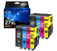 Uniwork 27XL Multipack Cartouches d'impression Compatibles pour Epson 27 XL Workforce WF-3620 WF-3640 WF-7110 WF-7210 WF-7610 WF-7620 WF-7710 WF-7715 WF-7720 (pack de 8), l'emballage peut varier