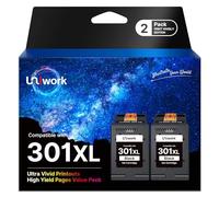 Uniwork 301XL 301 XL Cartouches d'encre compatibles avec HP 301 XL pour HP Deskjet 2540 1000 1050 1510 2050 2050A 3050 Officejet 2620 2622 4630 4632 Envy 4500 4501 4 4 Noir 505 530 5532 (2 cartouches