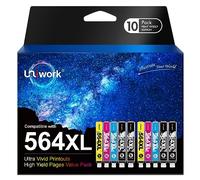 Uniwork 564 564XL Lot de 10 cartouches d'encre de rechange pour imprimante HP 564 564XL Photosmart 6520 5520 5510 C410a 6525 5514 OfficeJet 7510 4620 DeskJet 3522 (4BK/2C/2M/2Y)