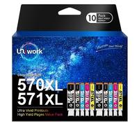 Uniwork 570 XL 571 XL Cartouches d'encre Compatible pour Canon 570 571 570XL 571 XL PGI-570XL CLI-571 pour PIXMA MG5750 TS5050 TS5053 MG5753 MG6853 MG6852 TS5051 TS6051 MG5751 MG6850 TS5055 (10 Pack)