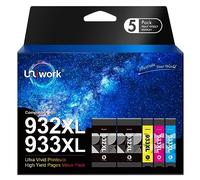 Uniwork 932XL 933XL Multipack Cartouches d'encre Remplacement pour HP 932 933 XL Compatible avec officejet 6600 6700 7610 7612 7510 7110 6100 7600 (Noir, Cyan, Magenta, Jaune, 5-Pack)