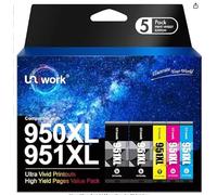Uniwork 950XL 951XL Lot de Cartouches d'encre compatibles avec HP 950 951 pour HP Officejet Pro 8600 8620 8610 8100 8615 8616 8625 251dw 276dw (2 Noir, 1 Cyan, 1 Magenta, 1 Jaune)
